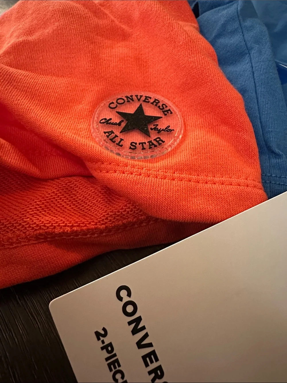 Converse Blue T-Shirt & Orange Shorts Kids Comfy Set New
